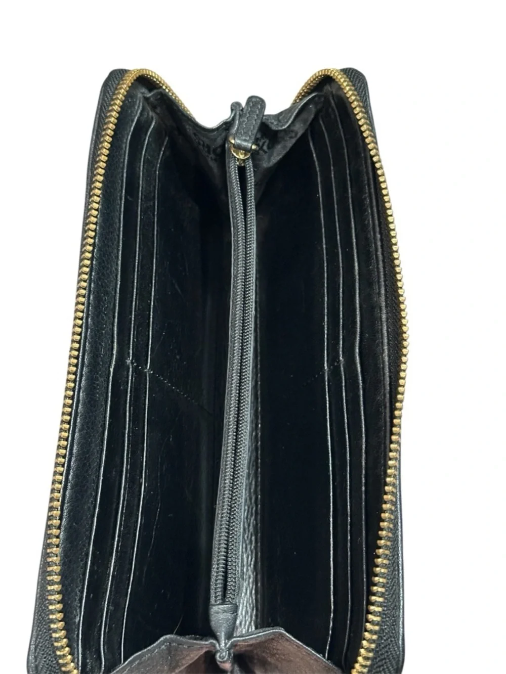 Michael Kors Black Leather Zip Wallet with Gold Hardware